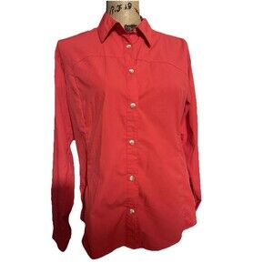 White Sierra Think Outside ladies medium coral pink button up roll sleeve shirt